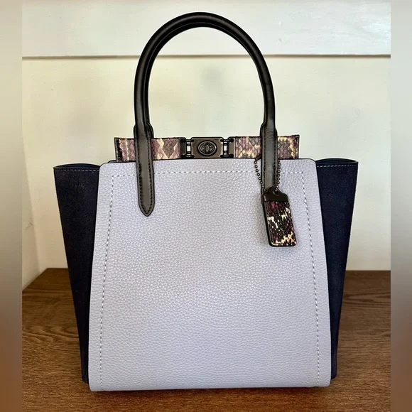 Coach 1941 Troupe Tote In Colorblock With Snakeskin Detail Pewter/Mist Multi - Picture 1 of 12